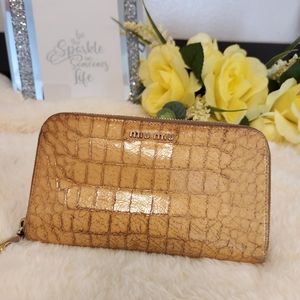 MIU MIU Zippy Yellow Leather Wallet Authentic